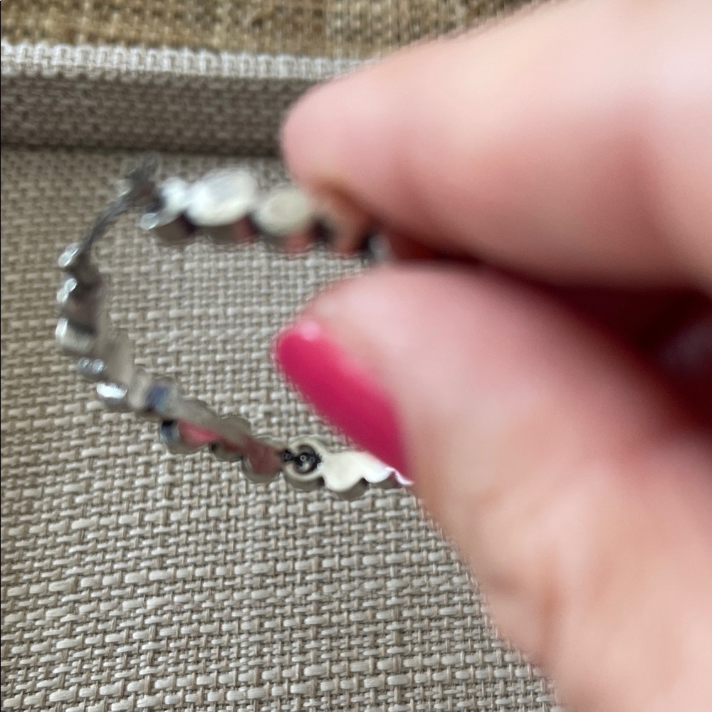 Silver and Cubic Zirconia Hoop Earrings - Picture 7 of 8